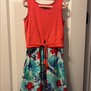 Deux par Deux Red and Blue Floral Kids Casual Dress